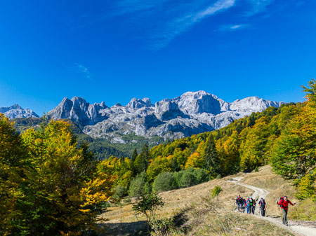 Group Hiking in the Albanian Alps