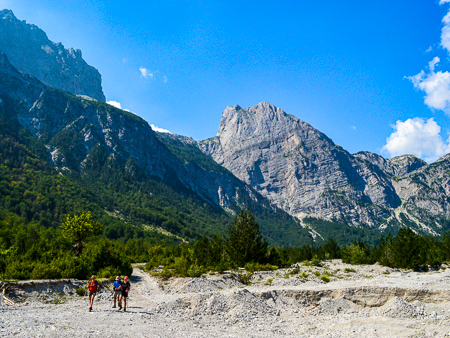 Hikers in Theth National Park, Albanian Alps